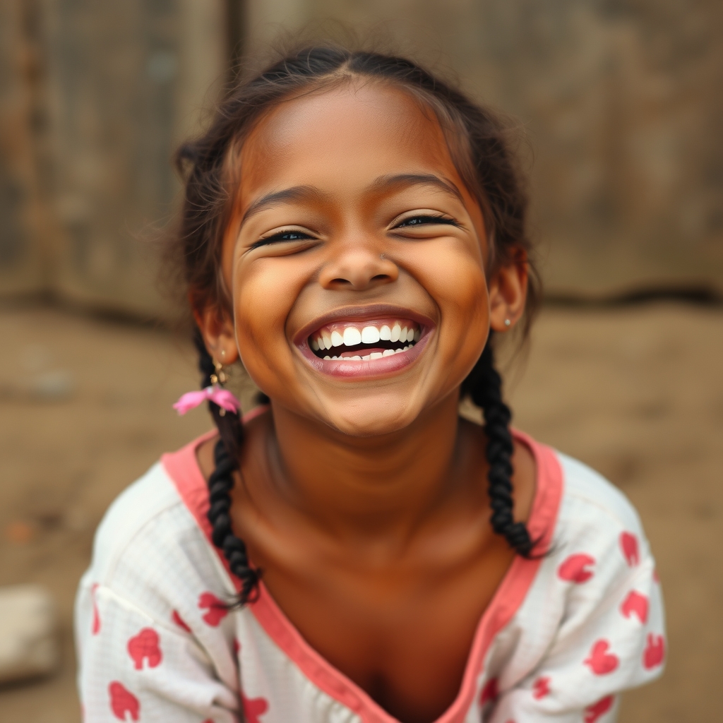 a girl is laughing