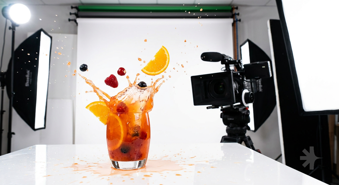 splash of juice photography in the studio