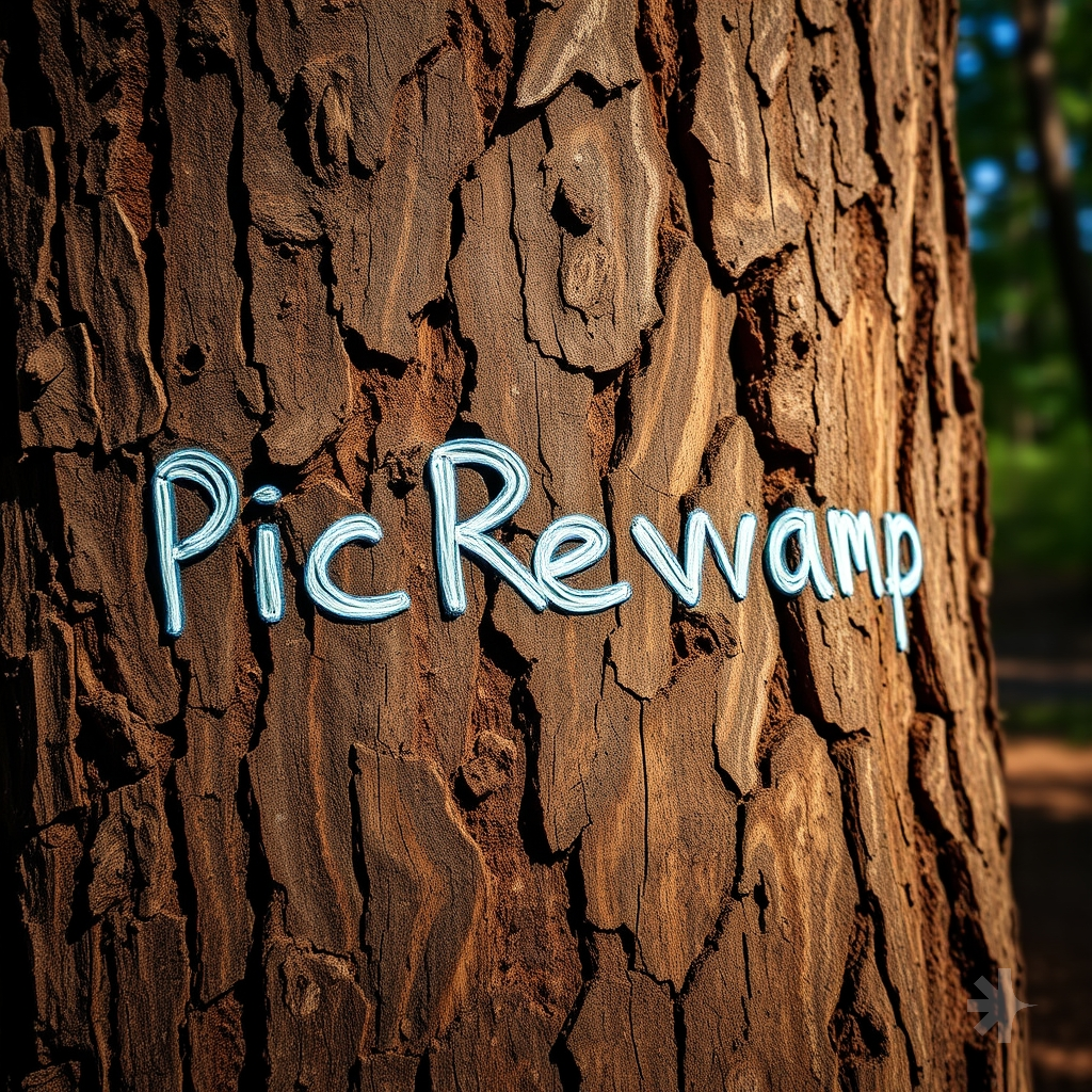 text written on the wood tree name written: "PicRevamp"