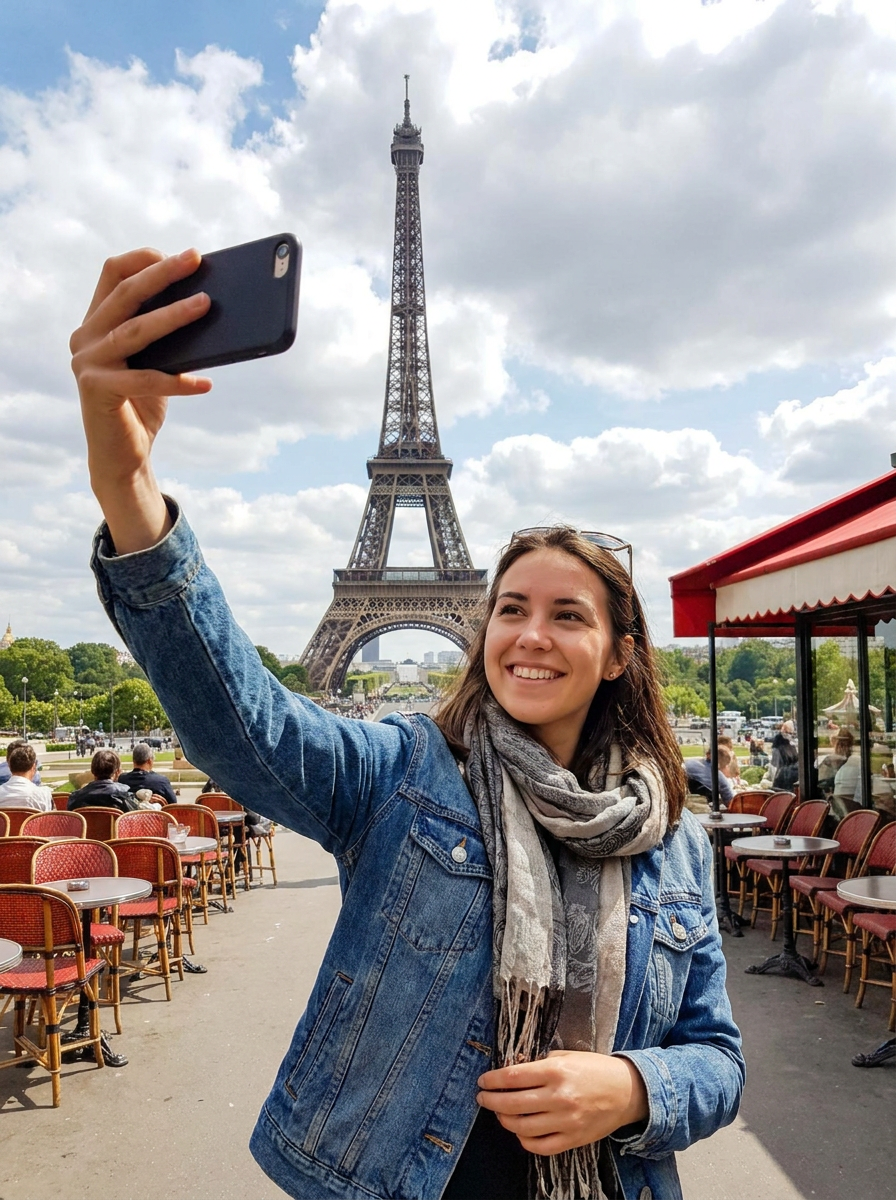 me taking selfie in paris