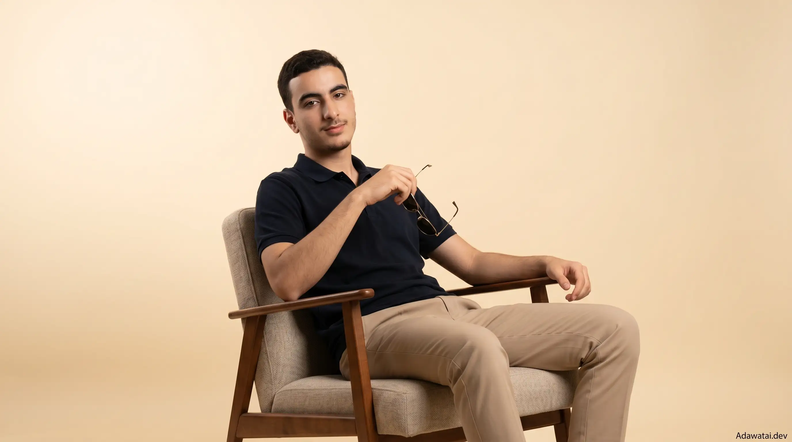 Man Beige Studio Armchair