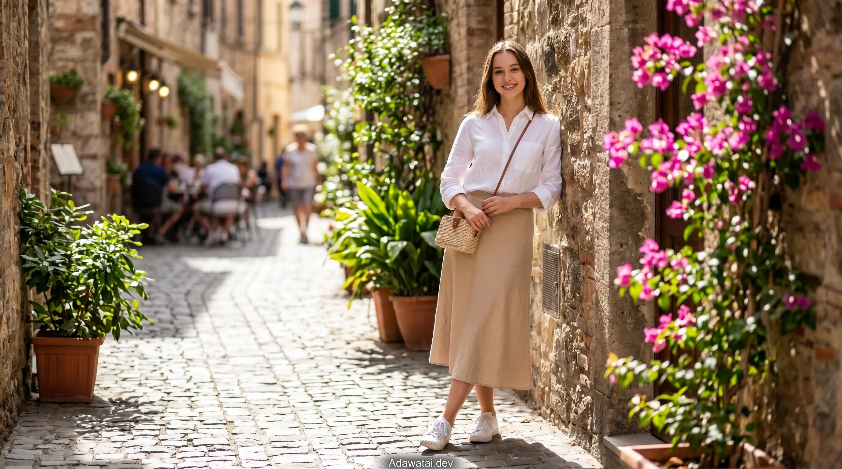 Woman Italian Alleyway Chic